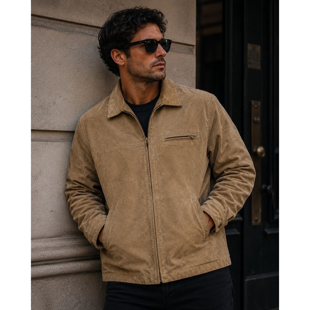 Knightbridge Jacket Mens XL Brown Tan Vintage Leather Workwear Suede Bomber
